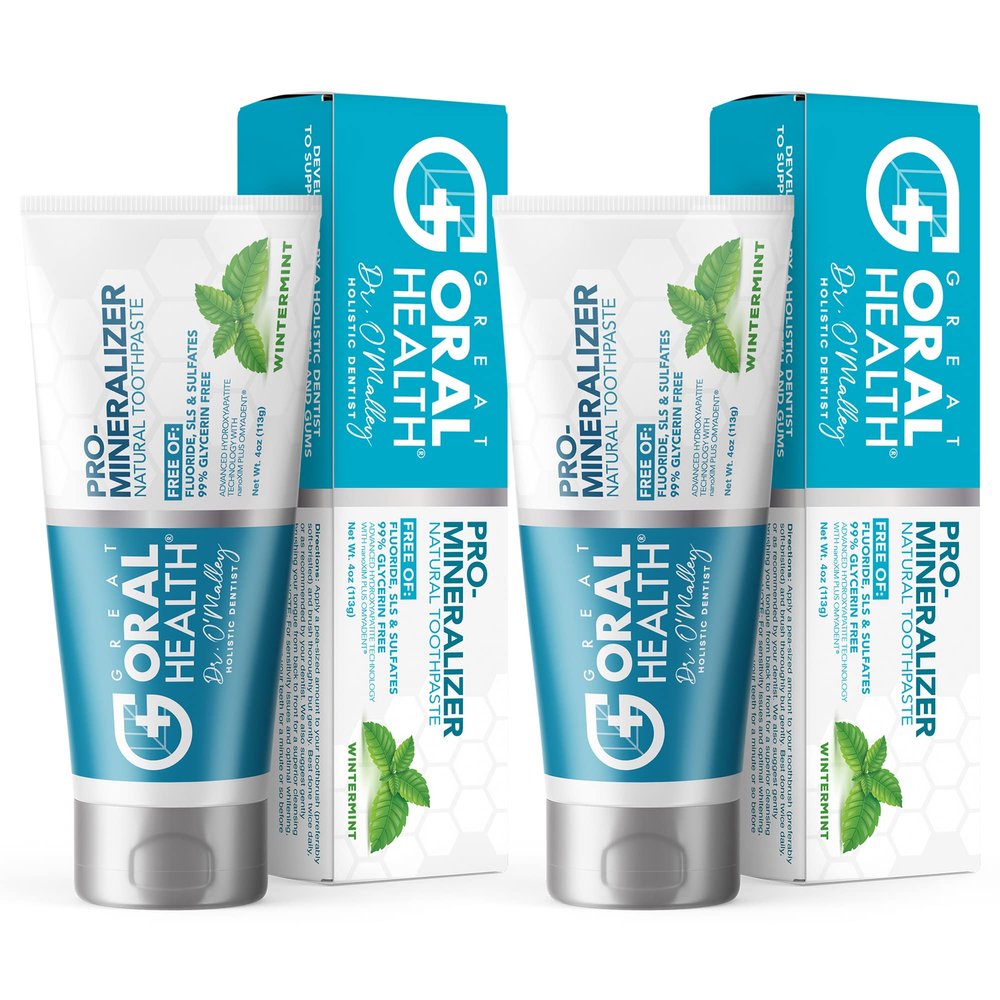 Nano hydroxyapatite Toothpaste Fluoride Free: Pro Remineralizing Toothpaste Plus Anti Cavity Xylitol, Dentist Formulated Tooth Remineralization for Sensitive Teeth & Enamel Support in Wintermint 2 pk