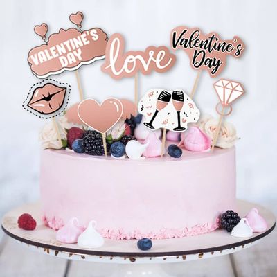 7 Pcs Set Valentine's Day Love Cake Topper Party Supplies For Valentine's Day Wedding Engagement Party Supplies