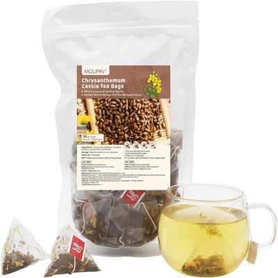 MQUPIN Chrysanthemum Cassia Tea, Kidney Tea Detox Tea Bags 8.8 oz (0.18oz50bags), Cassia, Wolfberry, Osmanthus, Honeysuckle Combination