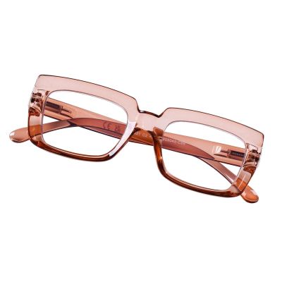 DOOViC Reading Glasses 1.0 - Blue Light Blocking Computer Readers Glasses Oversize Frame for Women (Champagne,Rectangular)