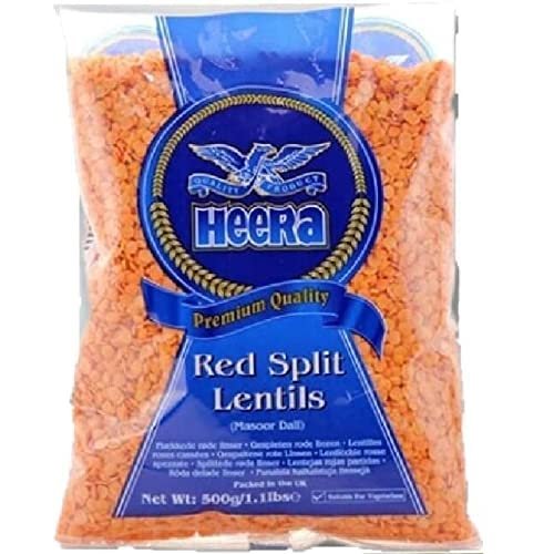Heera Red Split Lentils Aka Masoor Dal 500g (Pack of 1) Provides Healthy plant-based protein - The quickest of the lentil family to cook Can be used in Variety of dishes