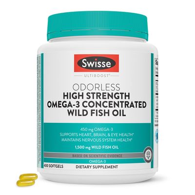 Wild Fish Oil Omega 3 - EPA DHA Fish Oil Supplements - Burpless & Odorless - Helps Support Brain, Eye and Heart Health - High Strength 1500 mg Omega 3 Supplement - 400 Softgel Pills