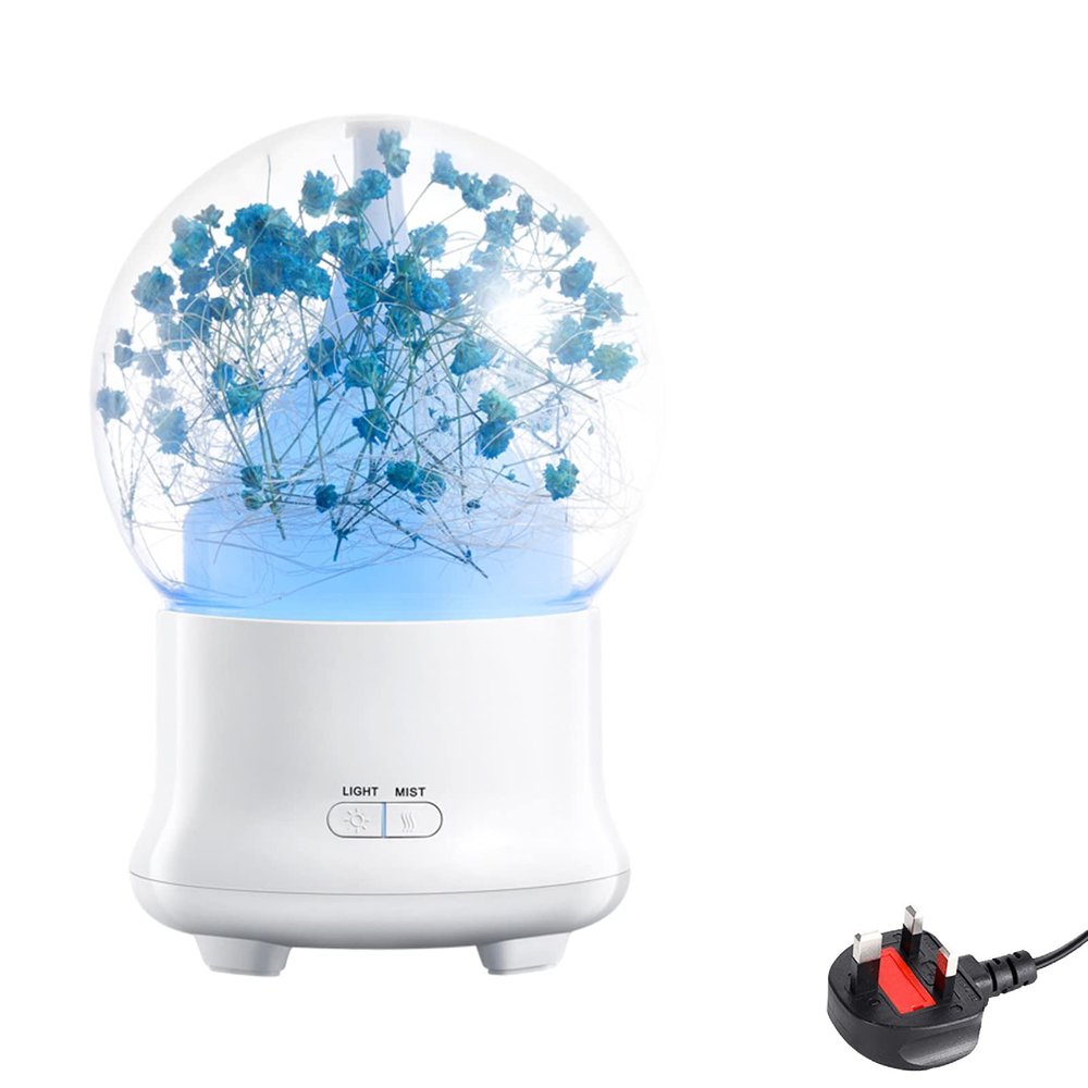 100ML Essential Oil Diffuser Mini Humidifiers, 2 Mist Modes and Auto Shut-Off, Silence Night Light for Bedroom,Baby Room,Spa (Gypsophila Paniculata-Blue)