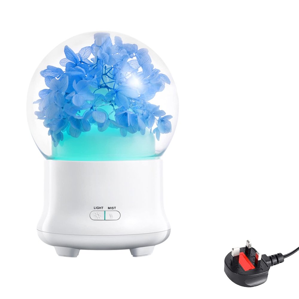 100ML Essential Oil Diffuser Mini Humidifiers, 2 Mist Modes and Auto Shut-Off, Silence Night Light for Bedroom,Baby Room,Spa (Hydrangea-Blue)