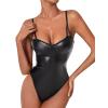 Cocila Women Sexy Bodysuit Babydoll Temptation Faux Leather Wet Look Erotic Costume Shiny Clubwear Sleepwear Lingerie view 1