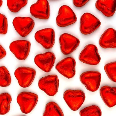 50 Chocolate Hearts Red Foil Wrapped Valentines Chocolate Hearts Love Heart Chocolates | Wedding Favour Chocolates