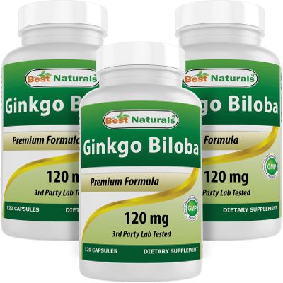 Best Naturals, Ginkgo Biloba Extract - Double Strength Ginkgo Biloba, 120mg, 120 Capsules (120 Count (Pack of 3))