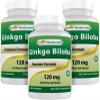 Best Naturals, Ginkgo Biloba Extract - Double Strength Ginkgo Biloba, 120mg, 120 Capsules (120 Count (Pack of 3)) view 1