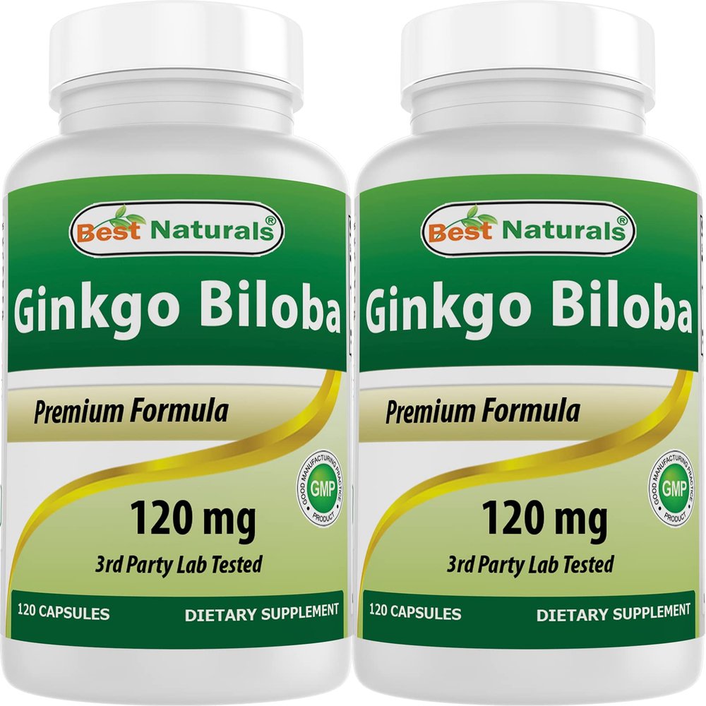 Best Naturals, Ginkgo Biloba Extract - Double Strength Ginkgo Biloba, 120mg, 120 Capsules (120 Count (Pack of 2))