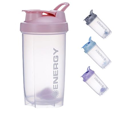 Pubiao Protein Shaker Cup Sports Supplements Shakers with Mixer Ball Fitness Milkshake Portable Workout Water Cup 500 ml, Pink