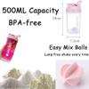 Pubiao Protein Shaker Cup Sports Supplements Shakers with Mixer Ball Fitness Milkshake Portable Workout Water Cup 500 ml, Pink view 2