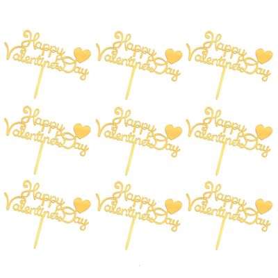 10 Pcs Acrylic Happy Valentine's Day Cupcake Dessert Cake Topper Decor For Valentine Anniversary Wedding Party Decorations
