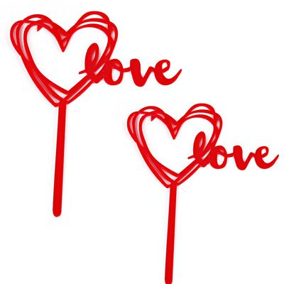 10 Pcs Glitter Love Heart Cupcake Toppers For Valentine's Day Decoration Wedding Party Decoration