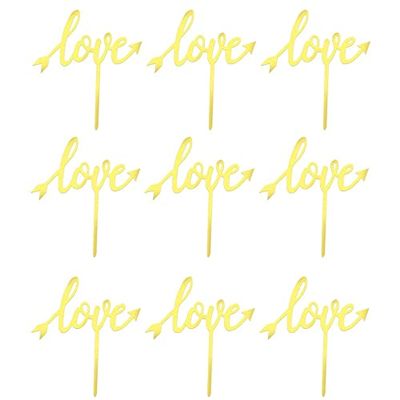 10 Pcs Acrylic Love Cupcake Dessert Cake Topper Decor For Valentines Day Party Decorations, Wedding Anniversary Party Decorations, Photo Prop
