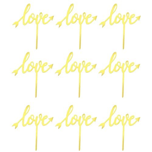 10 Pcs Acrylic Love Cupcake Dessert Cake Topper Decor For Valentines Day Party Decorations, Wedding Anniversary Party Decorations, Photo Prop
