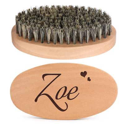 Boar Bristle Beard Brush for Men, Customized Engraved Name Wooden Beard Brush for Bearded Dad Husband Boyfriend, Personalised Gifts for Father's day, Valentine's Day, Birthday, Christmas