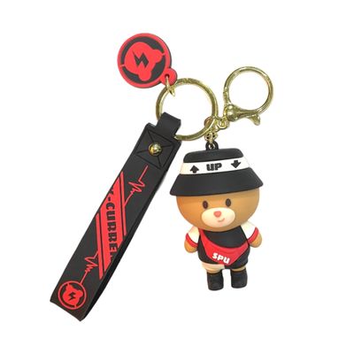 AUGEN Cute Teddy Bear Adorable Charm Red PVC Keychain For Gifting With Key Ring Anti-Rust (Pack Of 1)