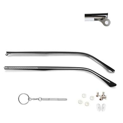 1 Pair Metal Glasses Replacement Glasses Replacement Temple Black Eyeglasses Arms Legs and 3-in-1 Screwdriver (Black Metal Frame Arms)