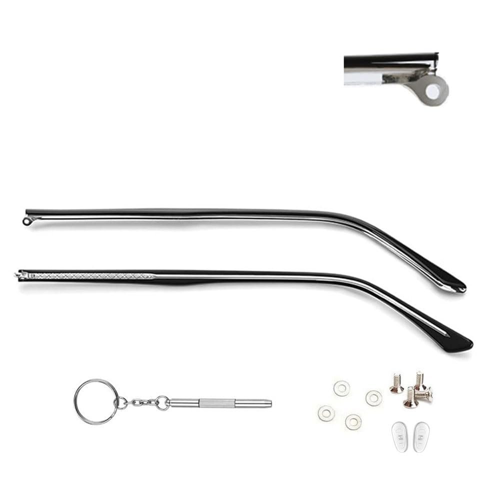 1 Pair Metal Glasses Replacement Glasses Replacement Temple Black Eyeglasses Arms Legs and 3-in-1 Screwdriver (Black Metal Frame Arms)