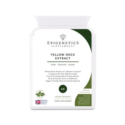 Yellow Dock Extract | Traditional Herbal Digestive Support Supplement (Rumex Crispus) | 60 Vegan Friendly Capsules UK Made | 1 Capsule Daily (2 Month Supply)