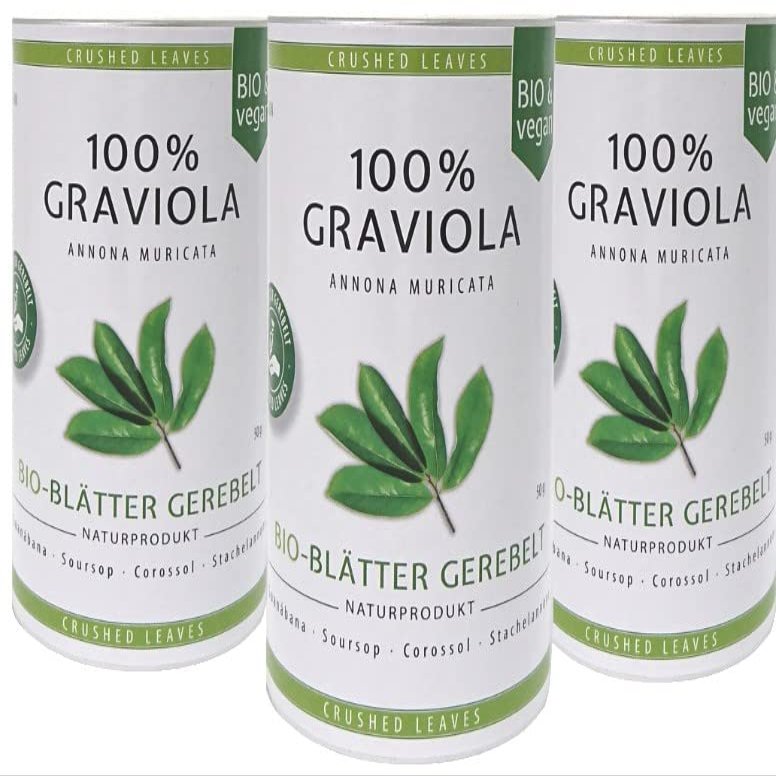 3 x 100% Organic Soursop/Graviola Crushed / 3 x 50 g/No Pesticides/Wild Collection/New Harvest/Direct from the manufacturer Graviola.de Germany.