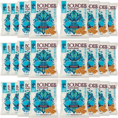 Boundless Activated Chips - Gut Health Vegan Crisps Multipack - Sea Salt & Cider Vinegar Crisps - Pea Protein Crisps - Gluten Free Snacks, Vegan Protein Snacks, Healthy Snacks Bulk Pack of 24 x 23g
