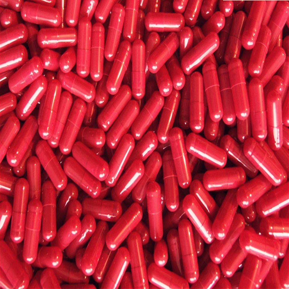 DR T & T 200 size 1 red gelatine capsules