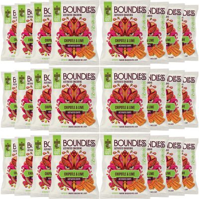 Boundless Activated Chips - Gut Health Vegan Crisps Multipack - Chipotle & Lime - Gut Friendly Pea Protein Crisps - Gluten Free Snacks, Vegan Protein Snacks, Healthy Snacks Bulk Pack of 24 x 23g