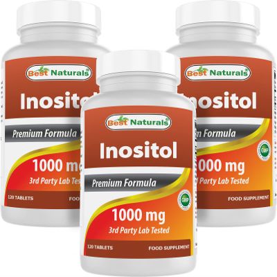 Best Naturals Inositol 1000 mg 120 Tablets - Manufactured in a USA Based GMP Certified and FDA Inspected Facility and Third Party Tested for Purity. Guaranteed!! (120 Count (Pack of 3))
