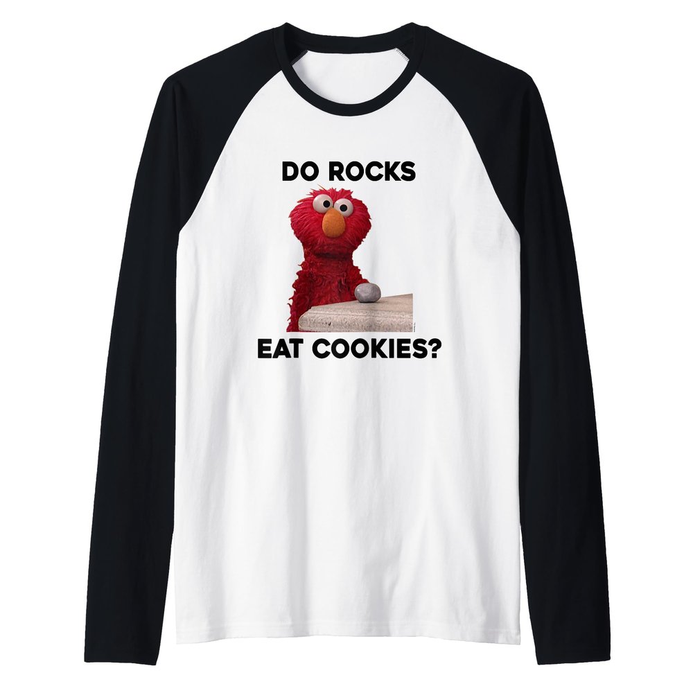 Sesame Street Elmo Do Rocks Eat Cookies? Raglan Baseball Tee