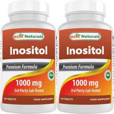 Best Naturals Inositol 1000 mg 120 Tablets - Manufactured in a USA Based GMP Certified and FDA Inspected Facility and Third Party Tested for Purity. Guaranteed!! (120 Count (Pack of 2))