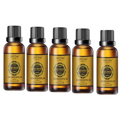 10ML SRTTAN Belly Drainage Ginger Oil, 5PC Natural Herbal Slimming Massage Oil, Slimming Tummy Ginger Oil, Relax Body Massager Organic Ginger Essential Oil for Swelling and Pain Relief