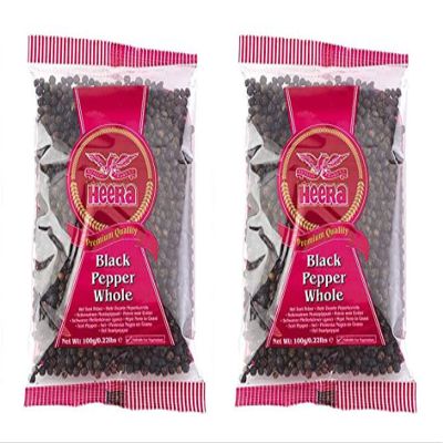 Heera Black Pepper Whole (Kali Miri) 100g (Pack of 2) Adds Taste and Flavour to Meals - Simplifies and Speeds Up The Cooking Process - A Must-Have Indian Spice Whole in Kitchen