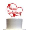 Happy Anniversary Glitter Cake Topper, Party Decorations Ideas, Premium Quality Decoration, Sturdy Doubled Sided Glitter, Acrylic Stick. Made in USA (Red) view 1