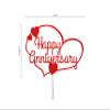 Happy Anniversary Glitter Cake Topper, Party Decorations Ideas, Premium Quality Decoration, Sturdy Doubled Sided Glitter, Acrylic Stick. Made in USA (Red) view 2