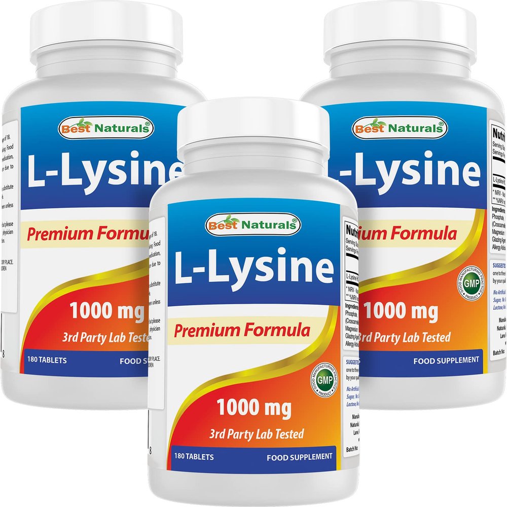Best Naturals L-Lysine 1000 mg 180 Tablets (180 Count (Pack of 3))
