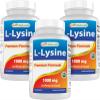 Best Naturals L-Lysine 1000 mg 180 Tablets (180 Count (Pack of 3)) view 1