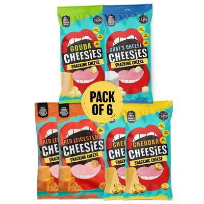 CHEESIES | Crunchy Snacking Cheese Keto Snack | Variety Pack | 100% Cheese | Sugar Free, Gluten Free, No Carb | High Protein and Vegetarian | Crunchy, Baked and Tasty | Multipack (20 g (Pack of 6))