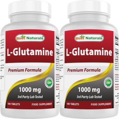 Best Naturals L-Glutamine 1000 mg 180 Tablets - Glutamine Fuel for Workout & Supports Muscle Recovery from Workouts (180 Count (Pack of 2))