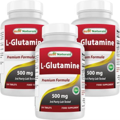 Best Naturals L-Glutamine 500 mg 250 Tablets (250 Count (Pack of 3))