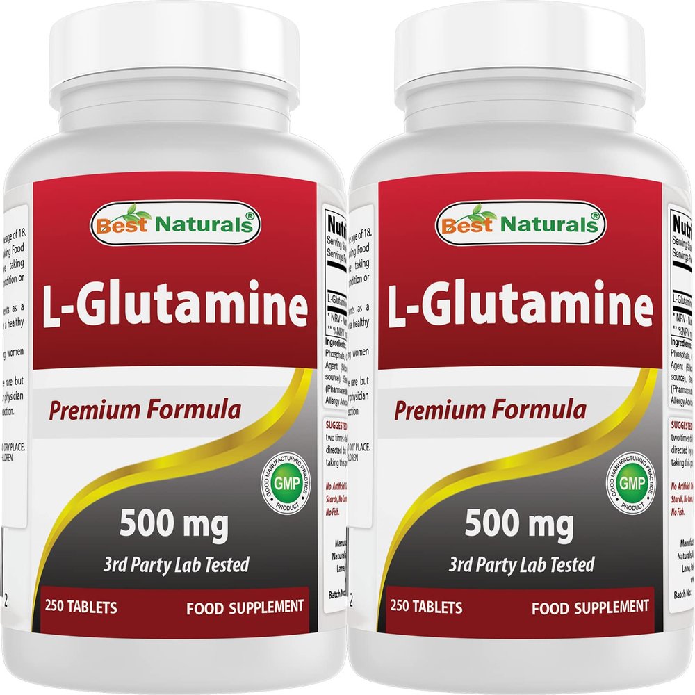 Best Naturals L-Glutamine 500 mg 250 Tablets (250 Count (Pack of 2))