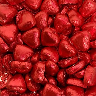 100 x Red Foiled Hearts (Valentines) Share Bag by The Gourmet Sweet Company