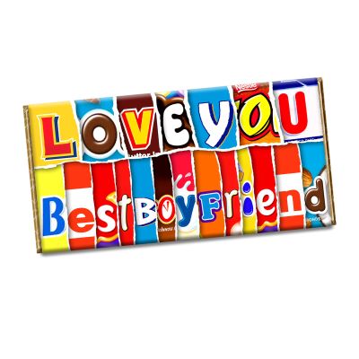 Love You Best Boy Friend Novelty Chocolate Bar Wrapper Label for Valentines, Birthday, Anniversary Xmas, Gift Present #717 (with chocolate bar)