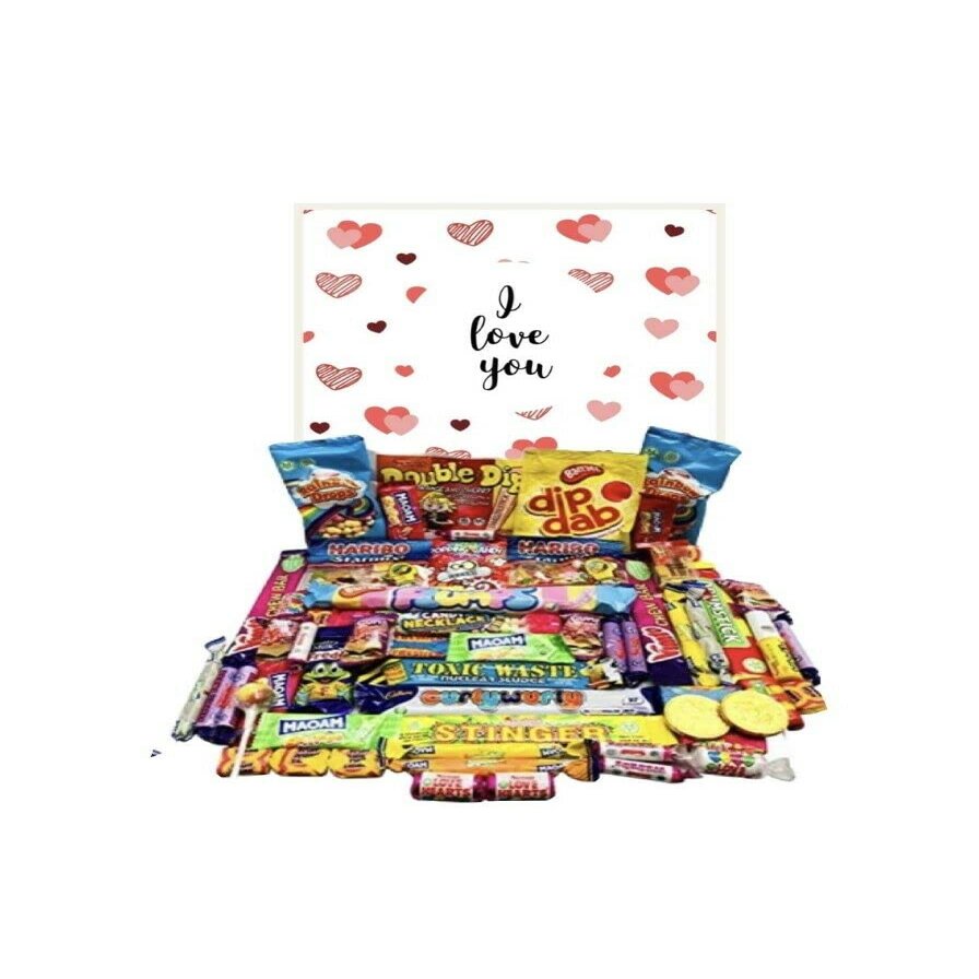 I Love You Pick N Mix Ultimate Retro Sweets Box Sweet Candy Hamper Gift Present nostalgia Sweet Candy Over 60 sweets 70s 80s Valentines Day Gift