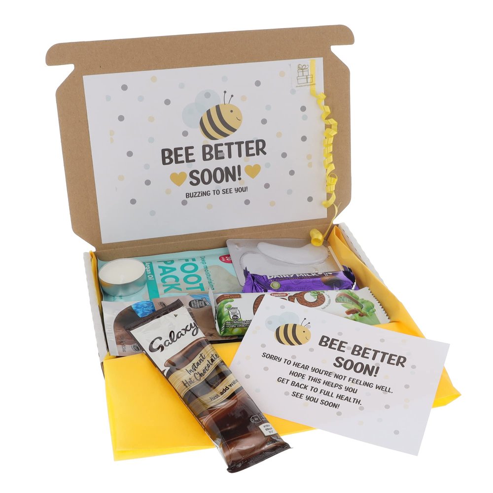 Pamper GET WELL SOON Treat Gift Box Hug in a Box Personalised Letterbox Gift FOR Men with Hot Chocolate