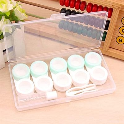 5 Pairs Contact Lens Case Eye Contact Lens Box Women Travel Contact Lenses Case Leakproof Container Lenses Box for Display Box-Green01
