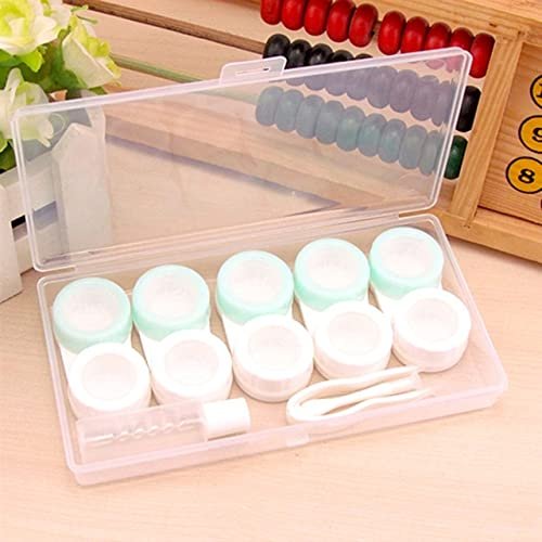 5 Pairs Contact Lens Case Eye Contact Lens Box Women Travel Contact Lenses Case Leakproof Container Lenses Box for Display Box-Green01