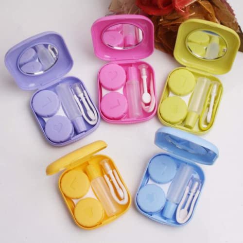 2pcs Set Eyes Care Container Cute Lens Case Travel Glasses Lenses Fashion Classic Box Kit Holder Marble Contact Lens Case-E 1PC Random,Russian Federation