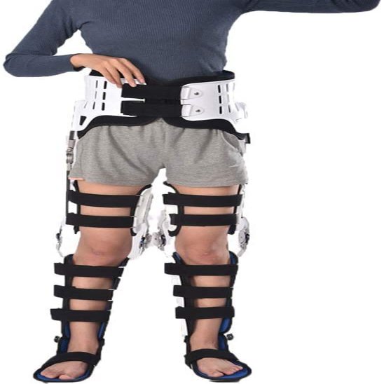 TSUSF Orthopedic Hinged ROM Knee Waist Support Brace For Adults, Waist Knee Ankle Foot Joint Fixation Brace, Legs Can Be Bent, Include Left And Right Feet (Color : With ankle)
