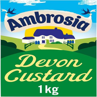 Ambrosia Devon Custard, Traditional Recipe, Creamy Ready-to-Eat Dessert, 1 kg Family Size Carton (Pack of 1)